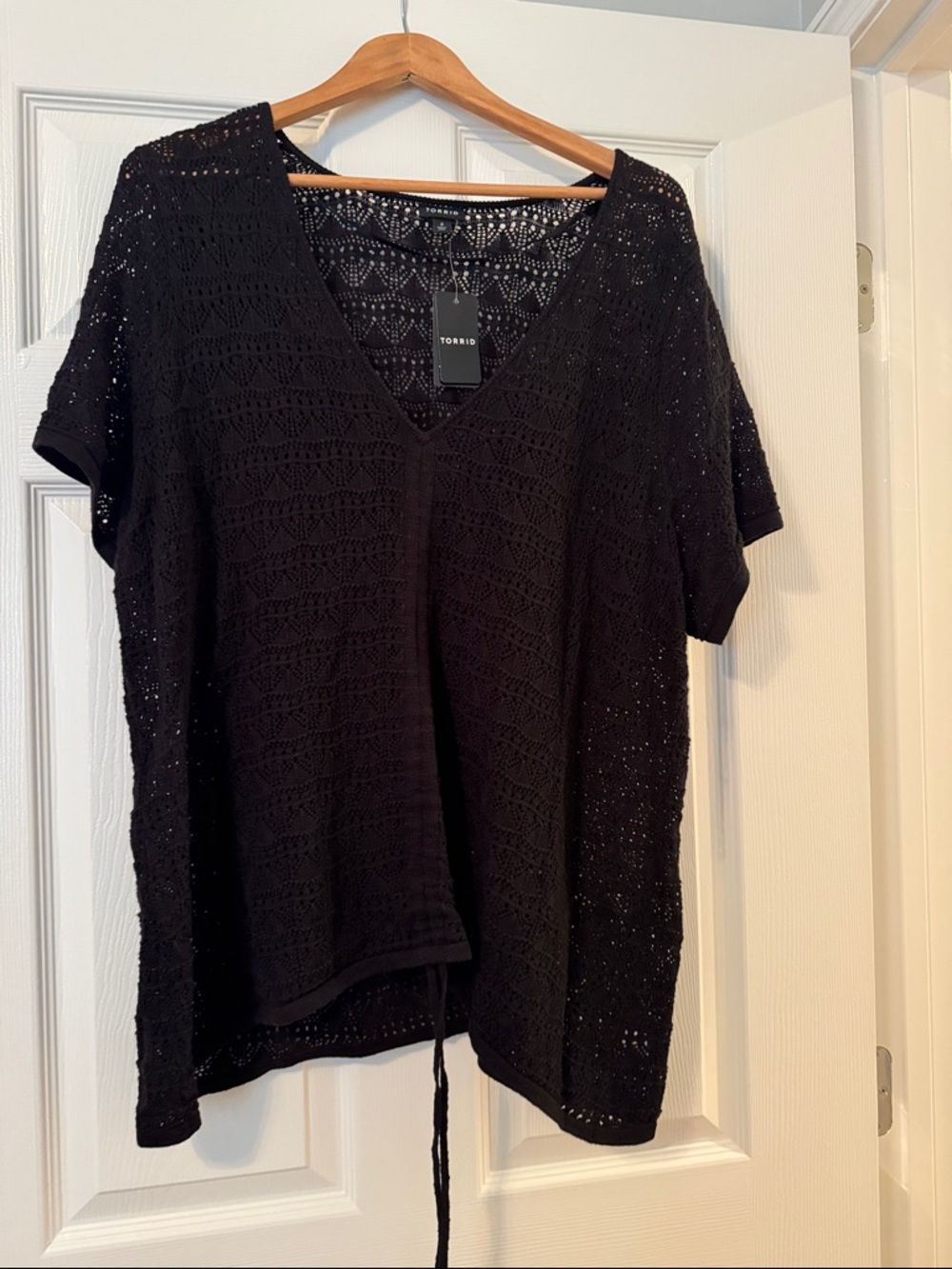 torrid Black Crochet V-Neck Pullover